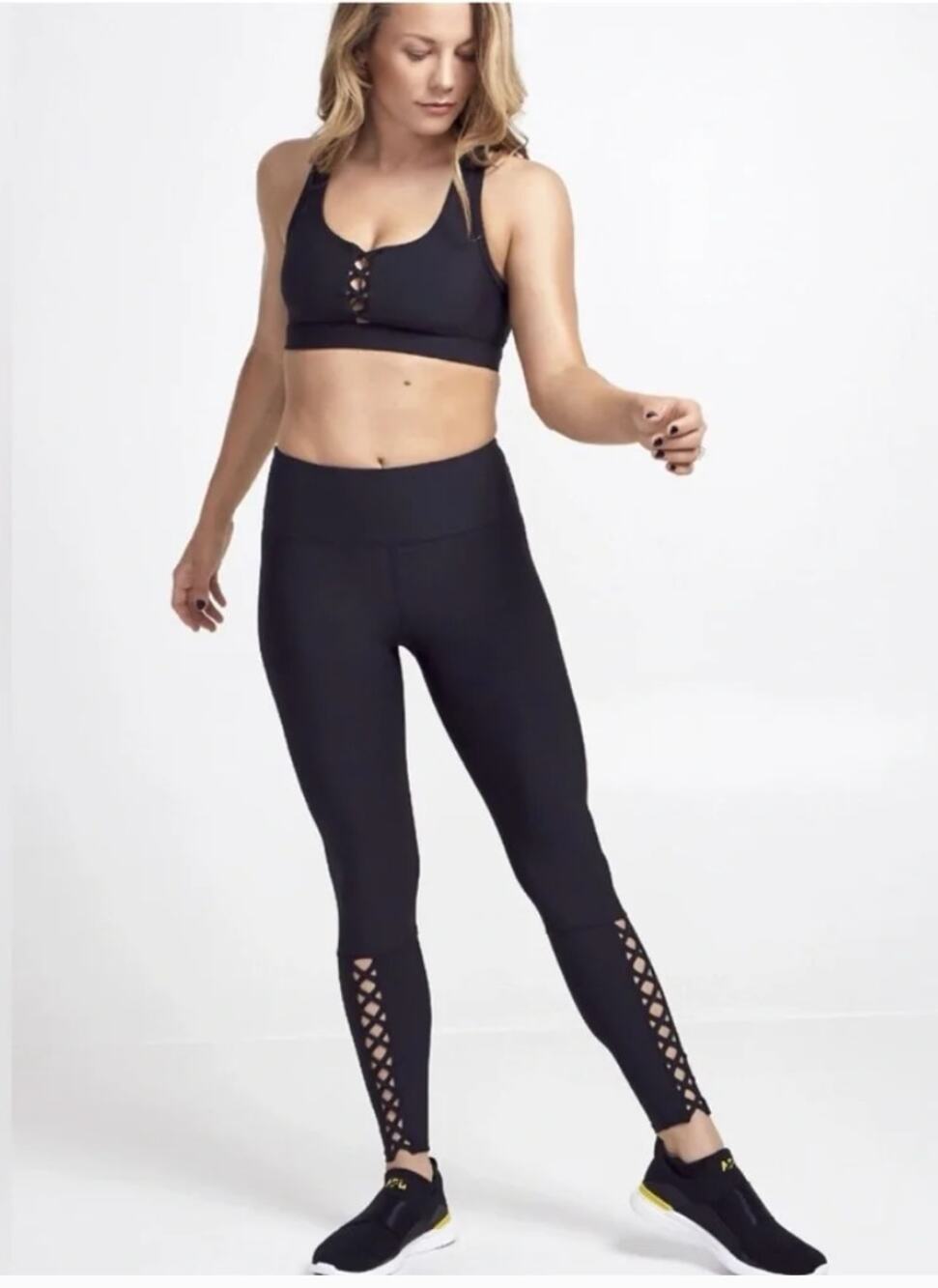 Soul by Soul Cycle Recut Lace Up Leggings and Sports Bra Size XXL